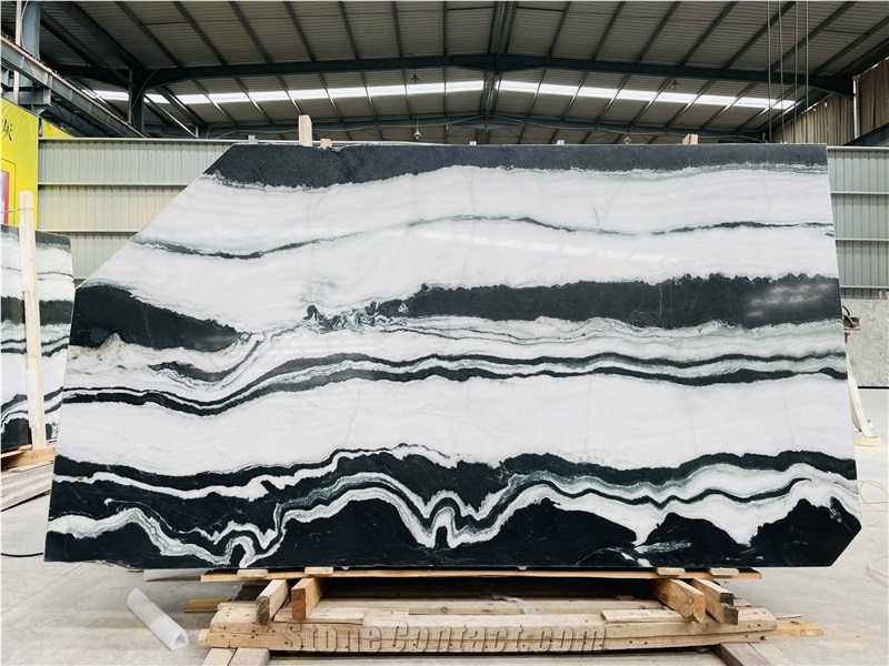 High Quality Polished Panda White Marble Slabs For Background
