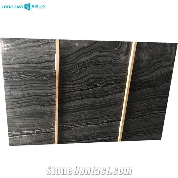 Polished Black Wooden Marble For Wall Tile Kitchen Tile
