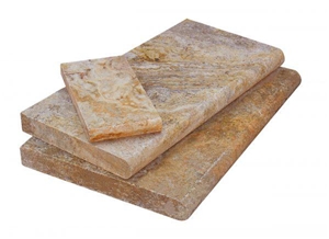 Autumn Leaves Travertine Pool Coping 12X24" Honed, Unfilled Single Bullnose 5Cm