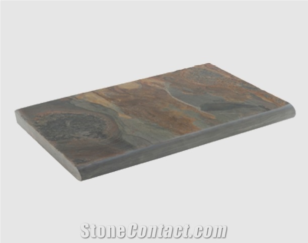 California Gold Slate Pool Coping 12X24 Non-Tumbled Bullnose Long Side 1-1/2 Inch