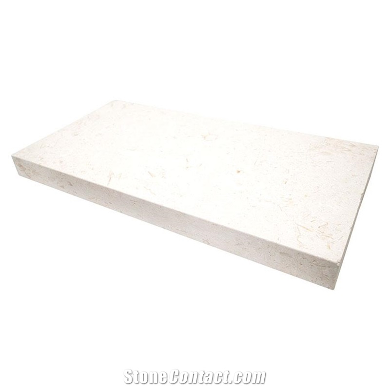 Miyra White Limestone Coping 12X24 Honed Eased 5 Cm