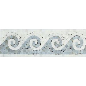 Oriental White Wave W/ Blue-Gray Polished Marble Trim