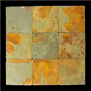 Sunset Slate Tile 4X4 Tumbled Rust Slate Tiles
