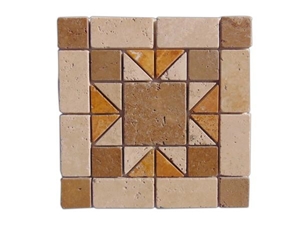 Tumbled Travertine Mosaic Nile Medallion 3