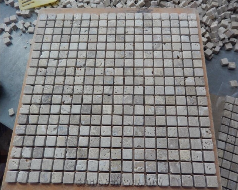 Beige Travertine Mosaic Tile Bathroom Tile
