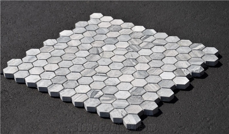 Blue Serpeggiante Marble Hexagon Mosaic 
