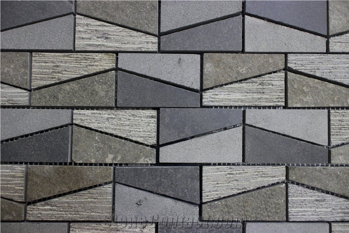 Light Grey Basal Mixed Finishes Mosaic Tile Bathroom Tile