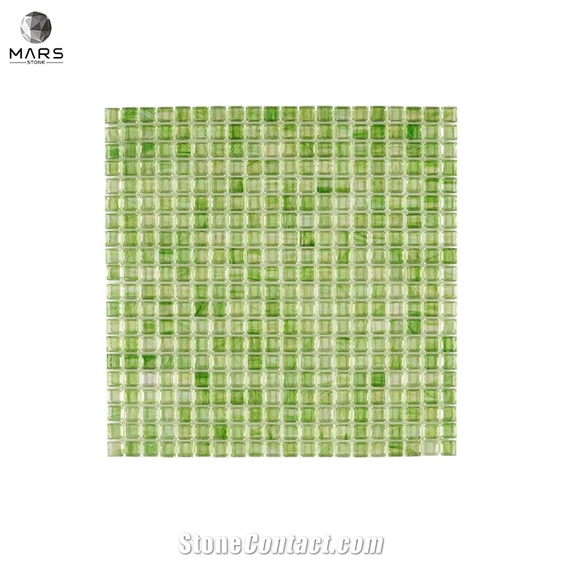 Modern Type Polished Green Glass Mosaic Tiles
