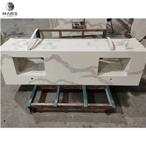 New Design Quartz Calacatta White Bathroom Vanity Top