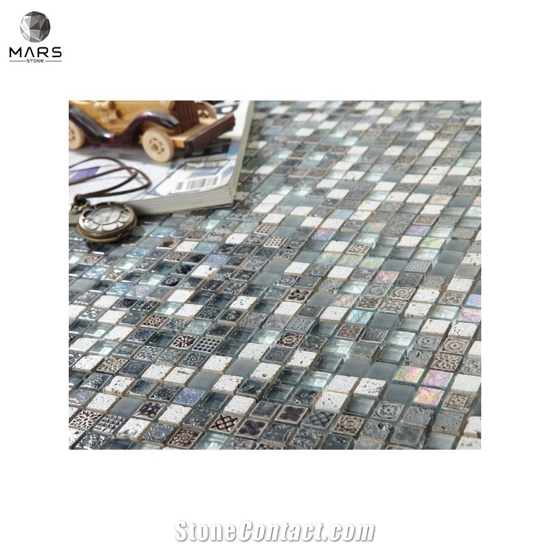 Popular Polished Grey Stone Glass Marble Mosaics Tiles
