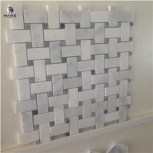 Basketweave Backsplash Mosaic Marble Tiles For Bathroom