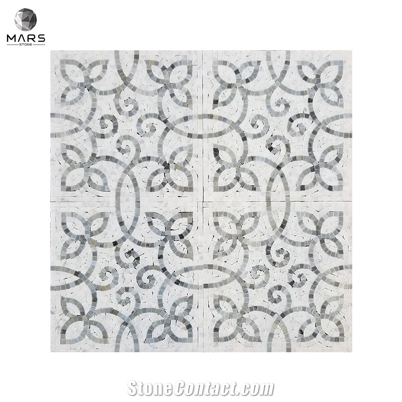 Beautiful Flower Polished White Mosaic Marble Mosaics Tiles