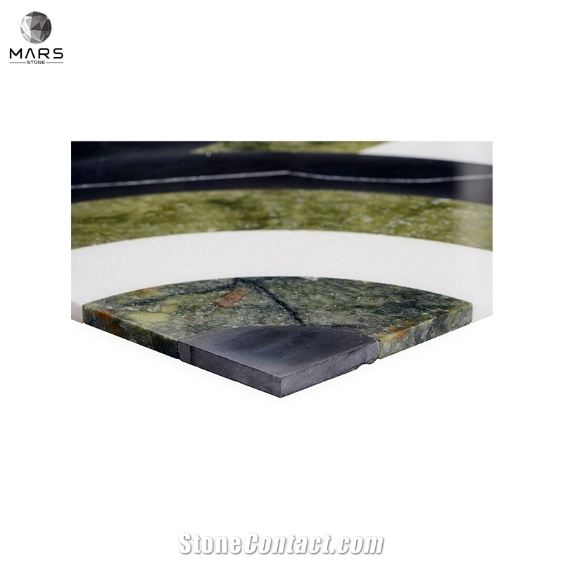 Beautiful Square Green Natural Sutton Bow Marble Mosaic Tile