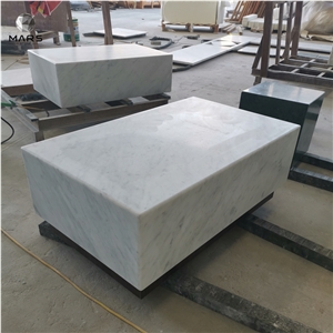 Bianco Carrara White Marble Square Table For Living Room