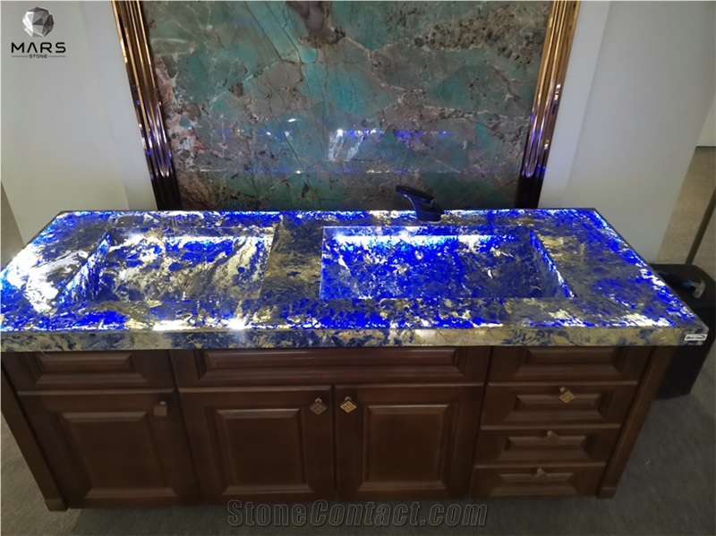 Blue Color Luxury Azul Bahia Granite Stone Sinks, Basins