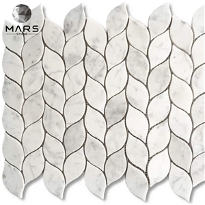 Carrara White Marble Leaf Shape Mini Mosaic Tile Honed