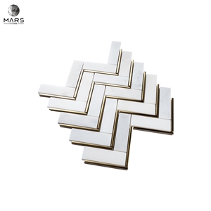 Cheap Mosaics Tiles Arrow Sharp White Polished Marble