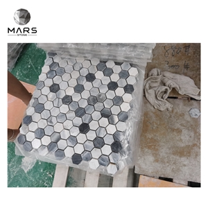 Cheap Price  Grey Natural Marble Hexagon Shape Mosaic Tiles