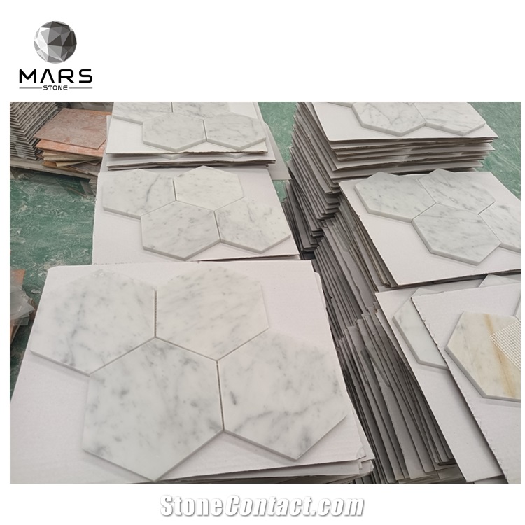 Cheap Price  Grey Natural Marble Hexagon Shape Mosaic Tiles