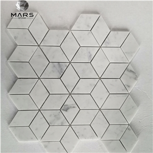 Cheap White Marble Rhombus 3D Effect Back Splash For Kitchen