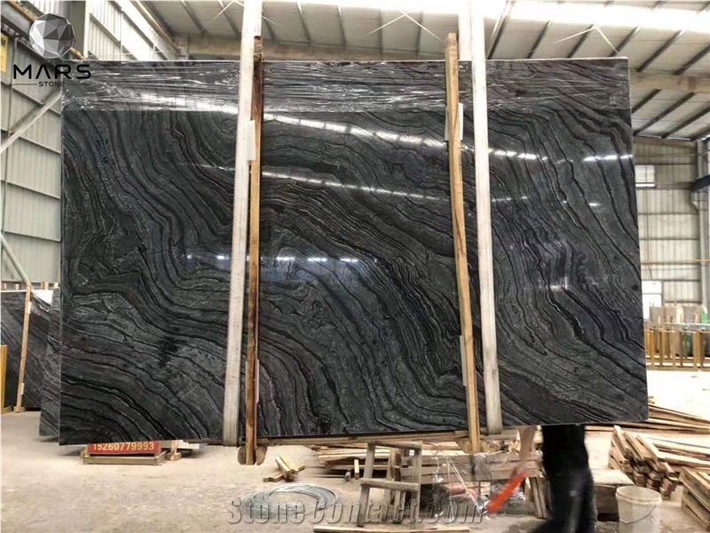 China Black Forest Stone Ancient Wood Vein Marble Slabs