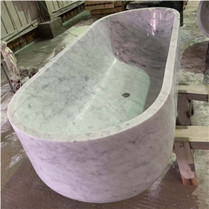 Classical Carrara White Marble Natural Stone Bathtub