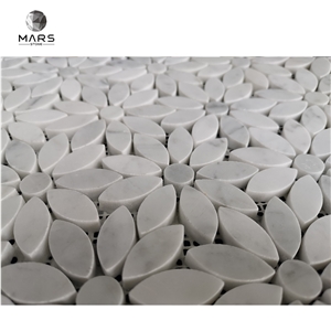 Custom White Flower Marble Pebble Mosaic Stone Tile