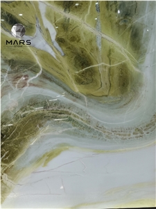 Exotic Brazilian Green And Pure White Quartzite Slabs