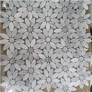 Factory Price Carrara White Daisy Flower Shape Mosaic Tiles