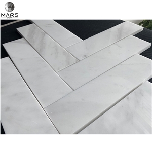 Factory White Herringbone Shape Marble Mosaic Tiles