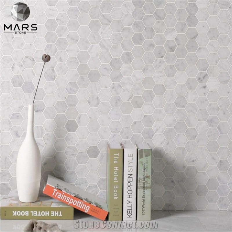 Good Quality White Carrara Marble Hexagon Stone Mosaic Tile