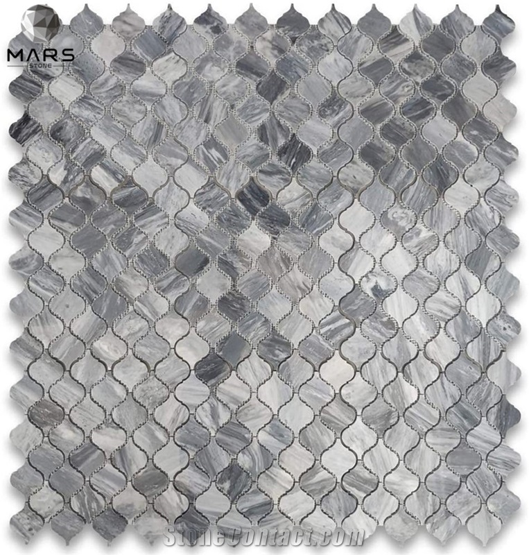 Gray Marble Arbesque Baroque Medium Lantern Mosaic Tilea