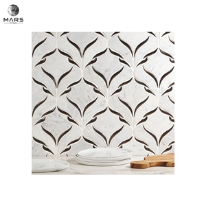 Great Arabesque Shape White Natural Mosaic Marble Tiles