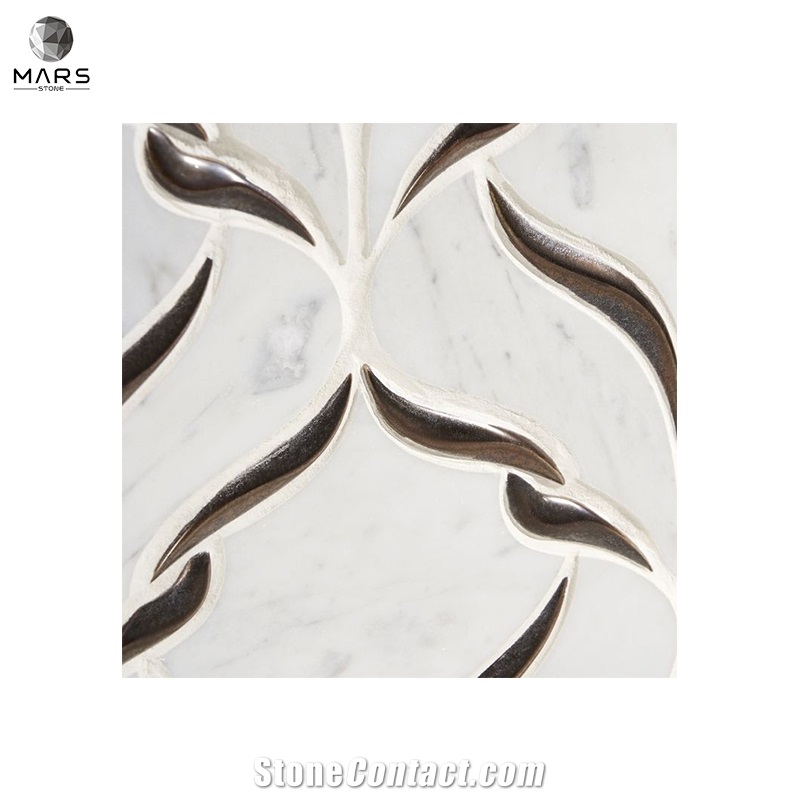 Great Arabesque Shape White Natural Mosaic Marble Tiles