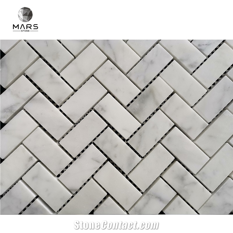 Herringbone Marble Mosaic Tile Bathroom Modern Simple Design