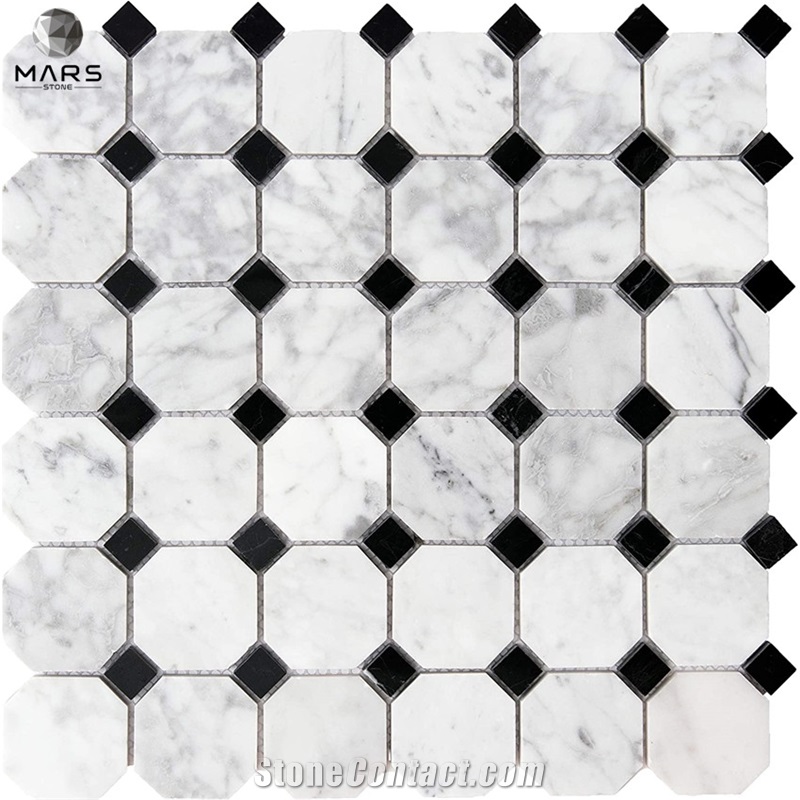 Herringbone Marble Mosaic Tile For Bathroom