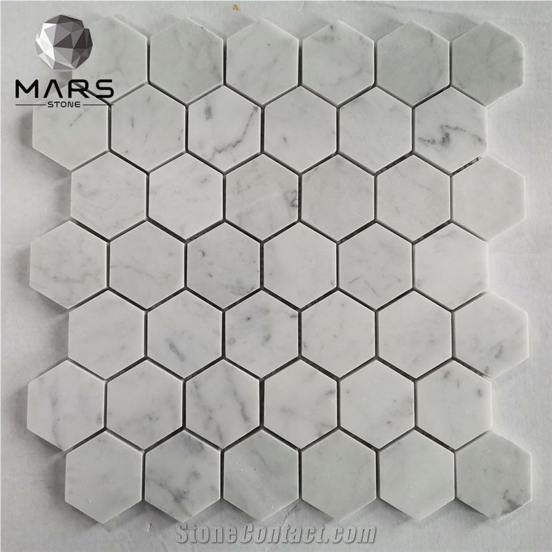 Hexagon Carrara White Stone Kitchen Wall Marble Mosaic Tile