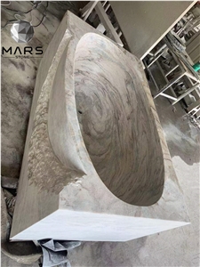 Hot Sale Round Shape Beige Travertine Stone Bathtub