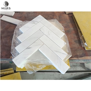 Hot Sell Products Volakas White Chevron Marble Mosaics Tiles