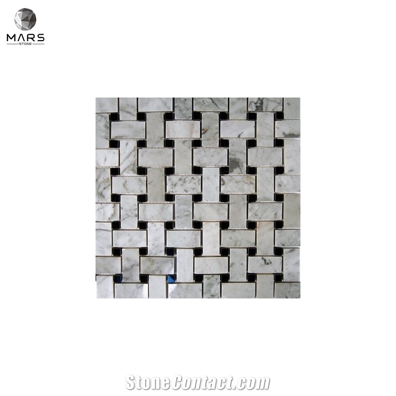 Interior Basket Weave Natural Stone Mosaic Marble Tiles