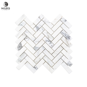 Interior Decoration Fish Scale Shape Mosaic Marble Tiles