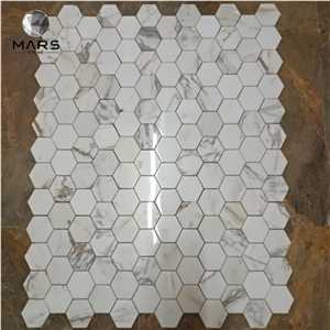 Italy Gold Marble Stone Mosaic Tile For Bathroom Floor