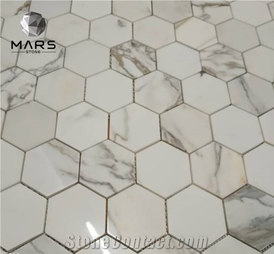 Italy Gold Marble Stone Mosaic Tile For Bathroom Floor
