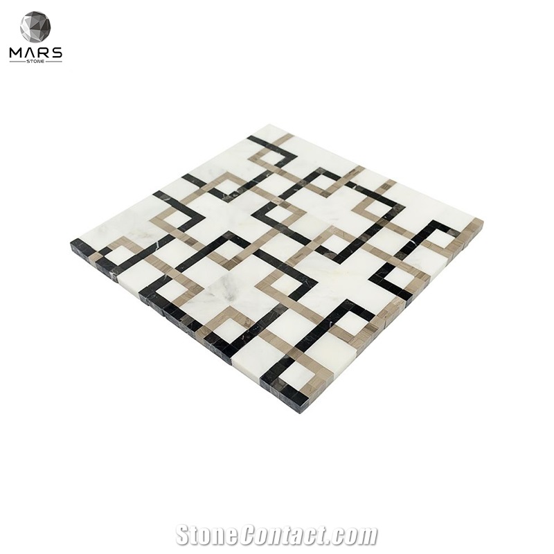 Labyrinth Sharp Mixed Color Polished Mosaic Marble Tiles