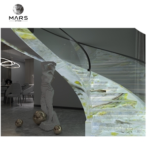 Marble LED Light Onyx Backlit Wall Slabs Photoelectric Stone Staircase