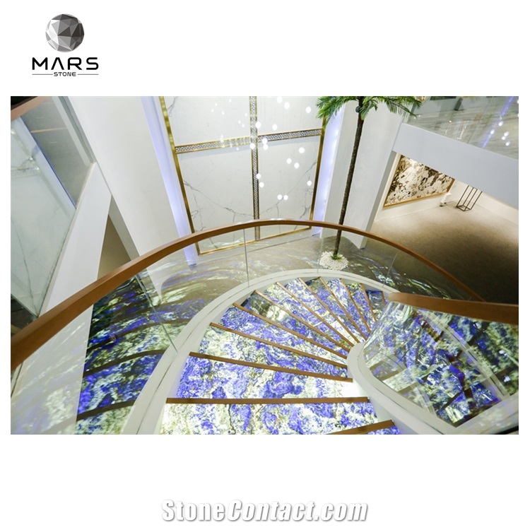 Marble LED Light Onyx Backlit Wall Slabs Photoelectric Stone Staircase