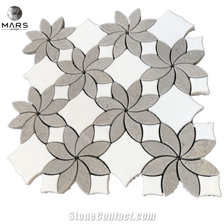 Mixed Colour Flower Shape Marble Mosaic Stone Flooring Tiles