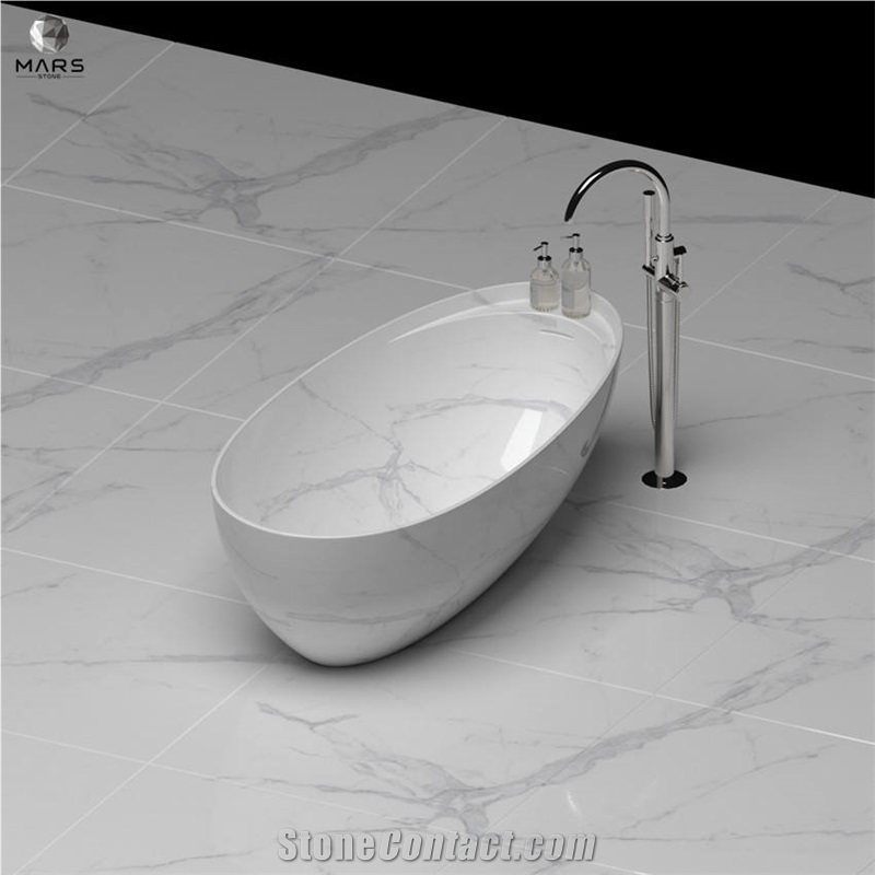 Moden Style Cheap Natural Freestanding White Marble Bathtub