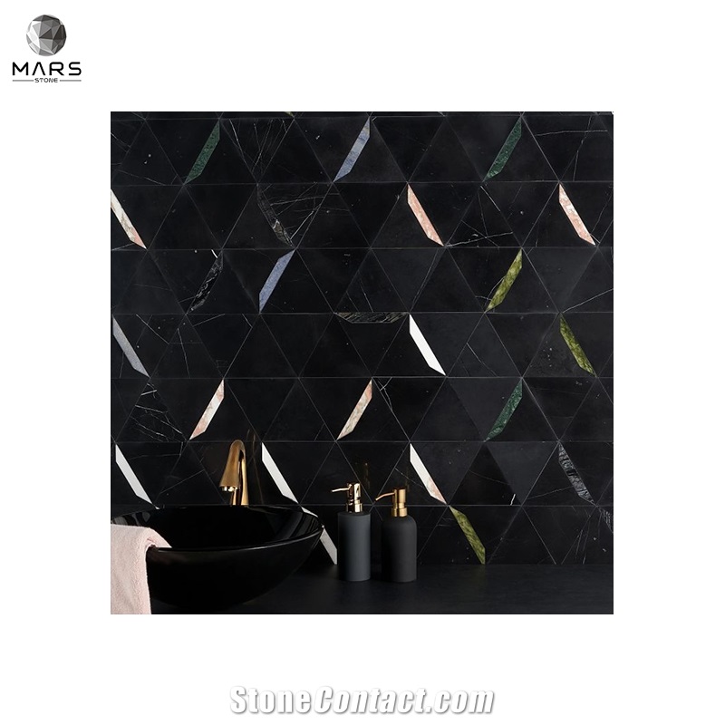 Modern Style Triangle Polished Natural Marble Mosaic Tiles