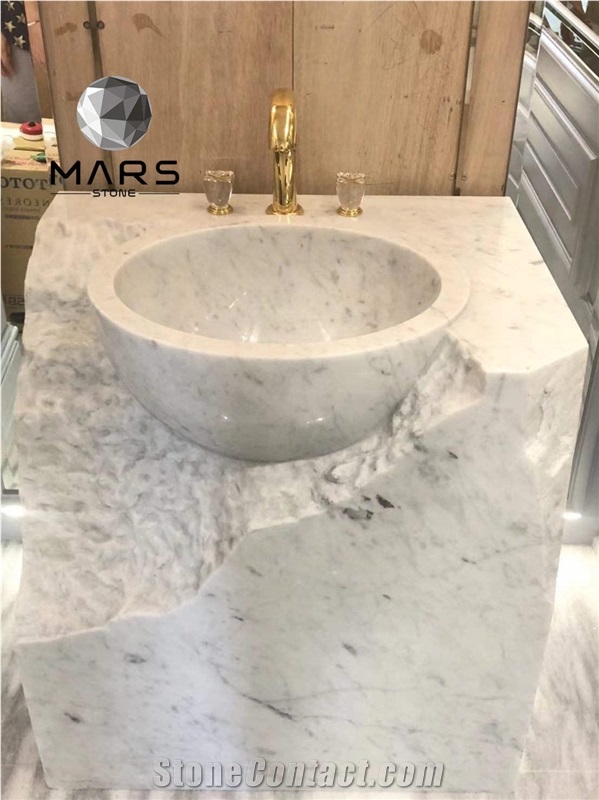 Natural Indoor Decoration Bathroom Stone White Carrara Sink